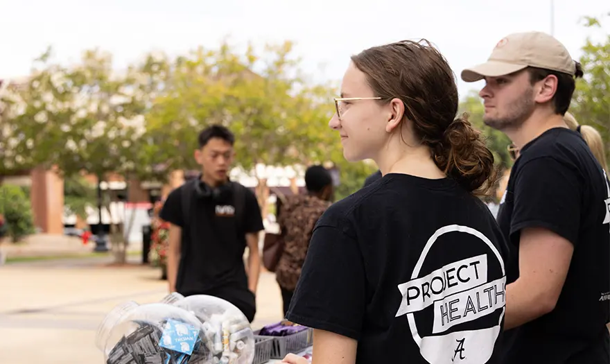 Student wearing Project Health tshirt